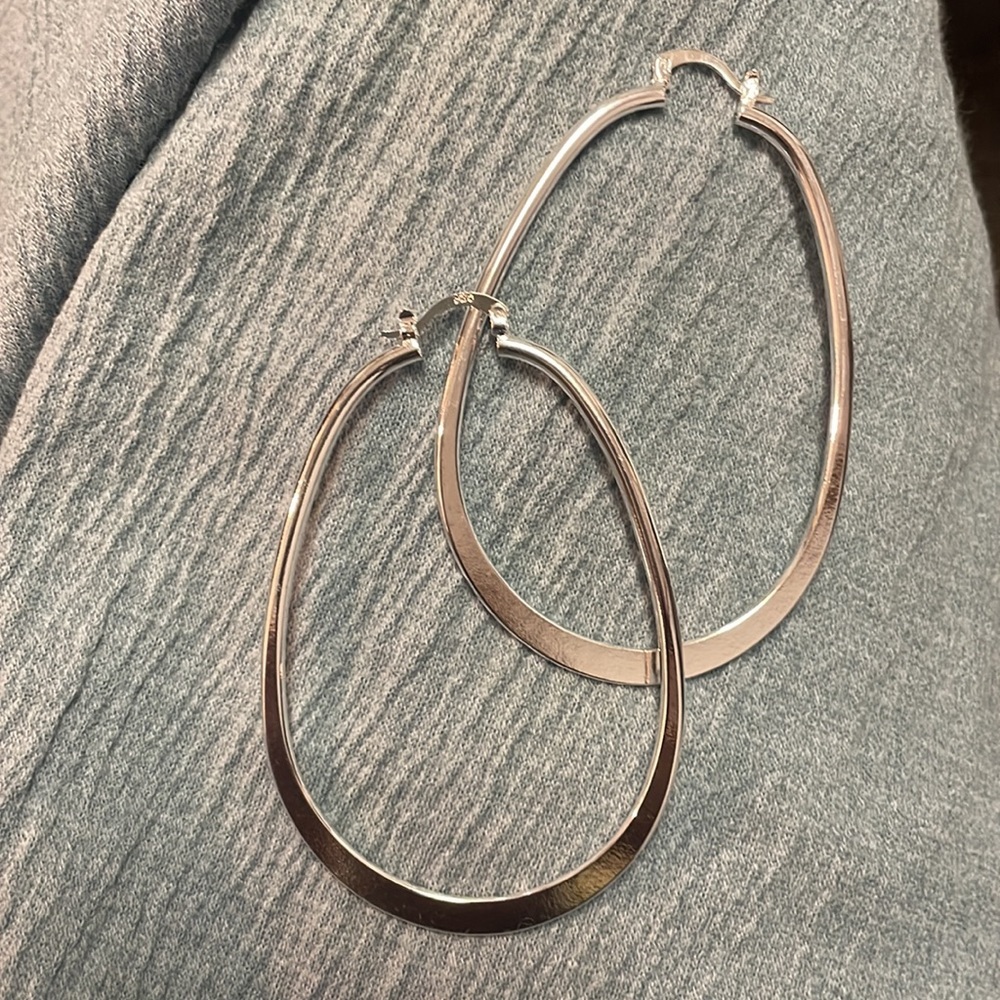 Sterling silver oval hoop earrings